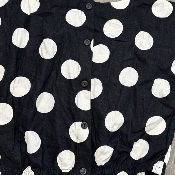 Tabitha Brown for Target Sz S Polka Dot Button-Back Top Black White Small Linen - Picture 5 of 8